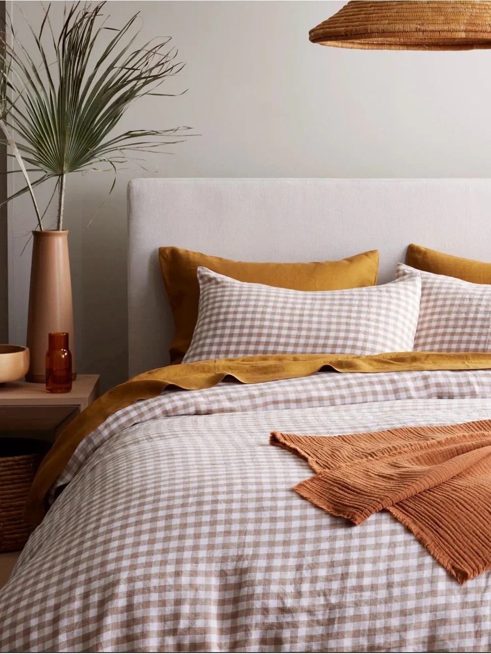 Quince NWOT European Linen Gingham Duvet Cover Set in  Cafe King Size